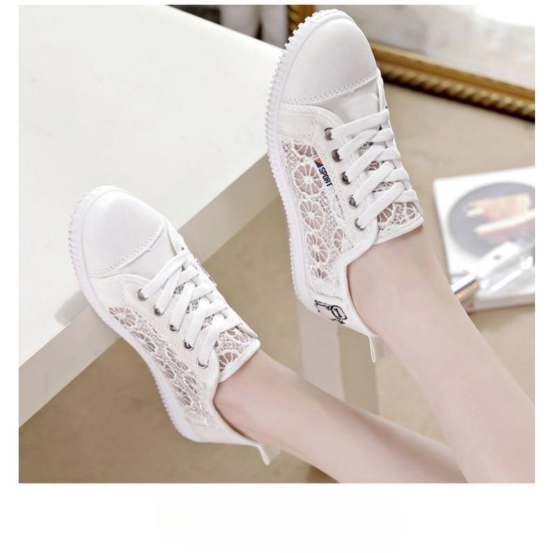 Удобные дышащие белые туфли. Женские кроссовки с низким вырезом. Универсальные женские — фото 3