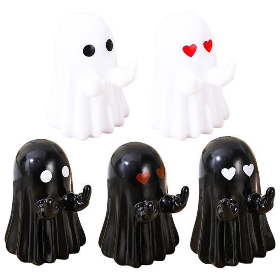 Ghost Phone Holder Cute Small Middle Finger Ghost Figurine Phone Stand Halloween Tabletop Pen Holder for Home Office Desktop Decoration