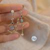 Imitation Pearl Rhinestone Opal Hollow Moon Long Tassel Asymmetric Drop Earrings Elegant Moon Earring For Women Men Jewelry Gift