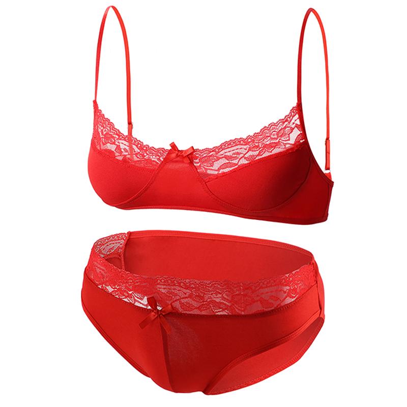 Men's Sexy Lace Adjustable Bra Briefs Set Bdsm Sissy Sex Femboy Lingerie See-Through Transparent Erotic Costume Rave Accessories