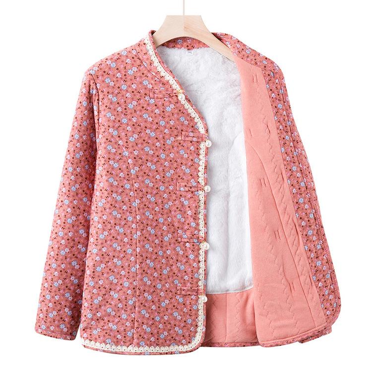 Mothers Wear Small Cotton Jackets with Long Sleeves Back Protection Plus Velvet Warm Camel Velvet Thickened Cotton Jacket