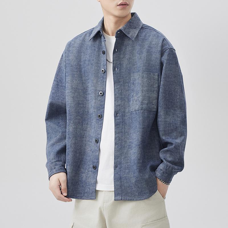 New Spring Japanese Retro Men's Loose Shirt Striped Casual American Shirt Jacket