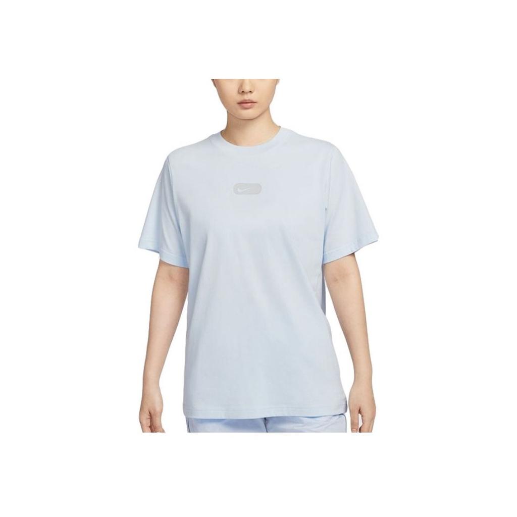 Nike Odzież sportowa Okrągły dekolt Wygodny T-shirt z krótkim rękawem Damskie T-shirty Jasnoniebieski HQ1699-423