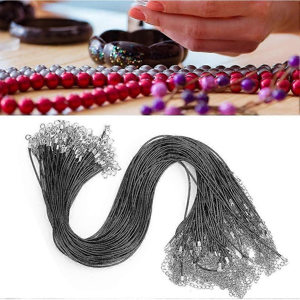 Necklace Cord, Waxed Cord Necklace, 100 Pieces Wax Cord With Lobster Claw Clasp, Waxed Thread For Diy Jewelry Findings