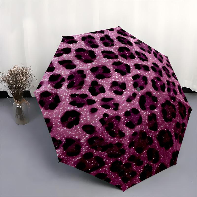 Leopard print,Texture Automatic Folding Umbrella Compact 8 Rib Design,Unique Style,Suitable for Everyday Outdoor Use,Perfect Gift for