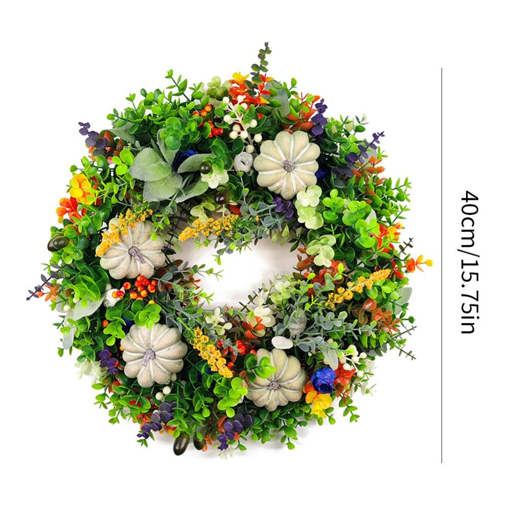 

40 см Осенний белый тыквенный венок, украшение на дверь на Хэллоуин, осенняя гирлянда, имитация домашней вечеринки, гирлянда из растений, праздничные украшения 40cm