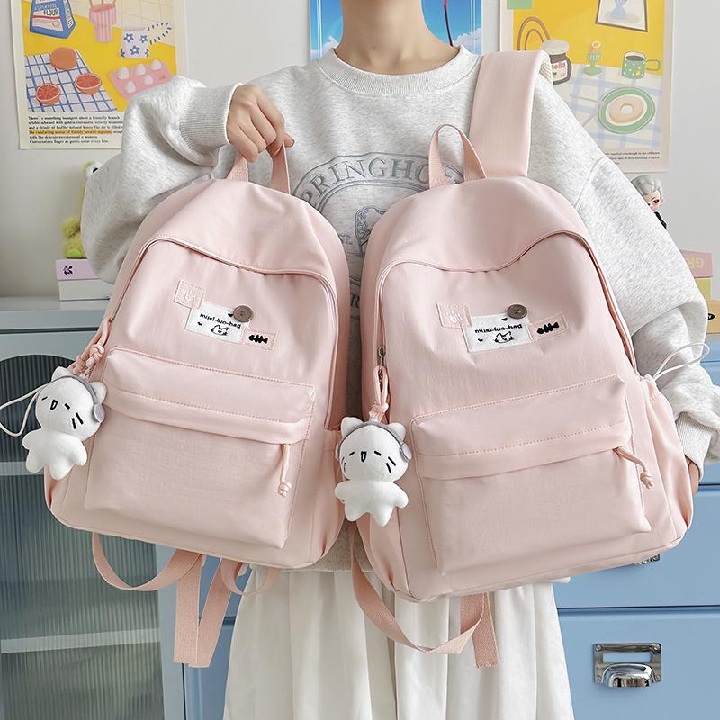 Schoolbag high-value Korean version simple schoolbag for female primary school students, junior high school, large-capacity backpack, casual and