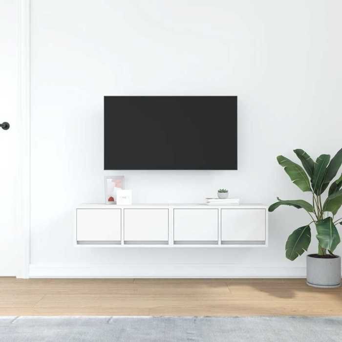 VidaXL Meubles TV 2 pcs blanc 60x31x25,5 cm bois d'ingénierie, banc TV, meuble hifi, centre de divertissement, buffet TV, 861491