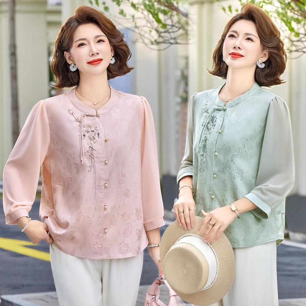 2026 Summer Chinese Style Fashion Top: Elegant Temperament Shirt for Middle-Aged & Elderly Women