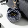Pompom Bag Charm Plush Cat Ball Keychain Fluffy Kitten Charm Keychain Pendant with Fuzzy Metal Lobster Clasp Backpacks Keys Decorative Accessory