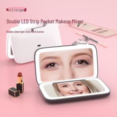 Foldable Portable Double-Sided LED Compact Mirror