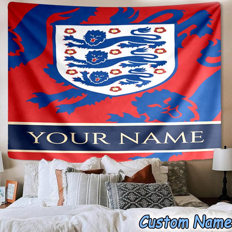 Custom Name England National Printed Tapestry, for Bedroom,Livingroom, dormitory, Large Wall Decor, Fabric Decor Fan Birthday Gifts