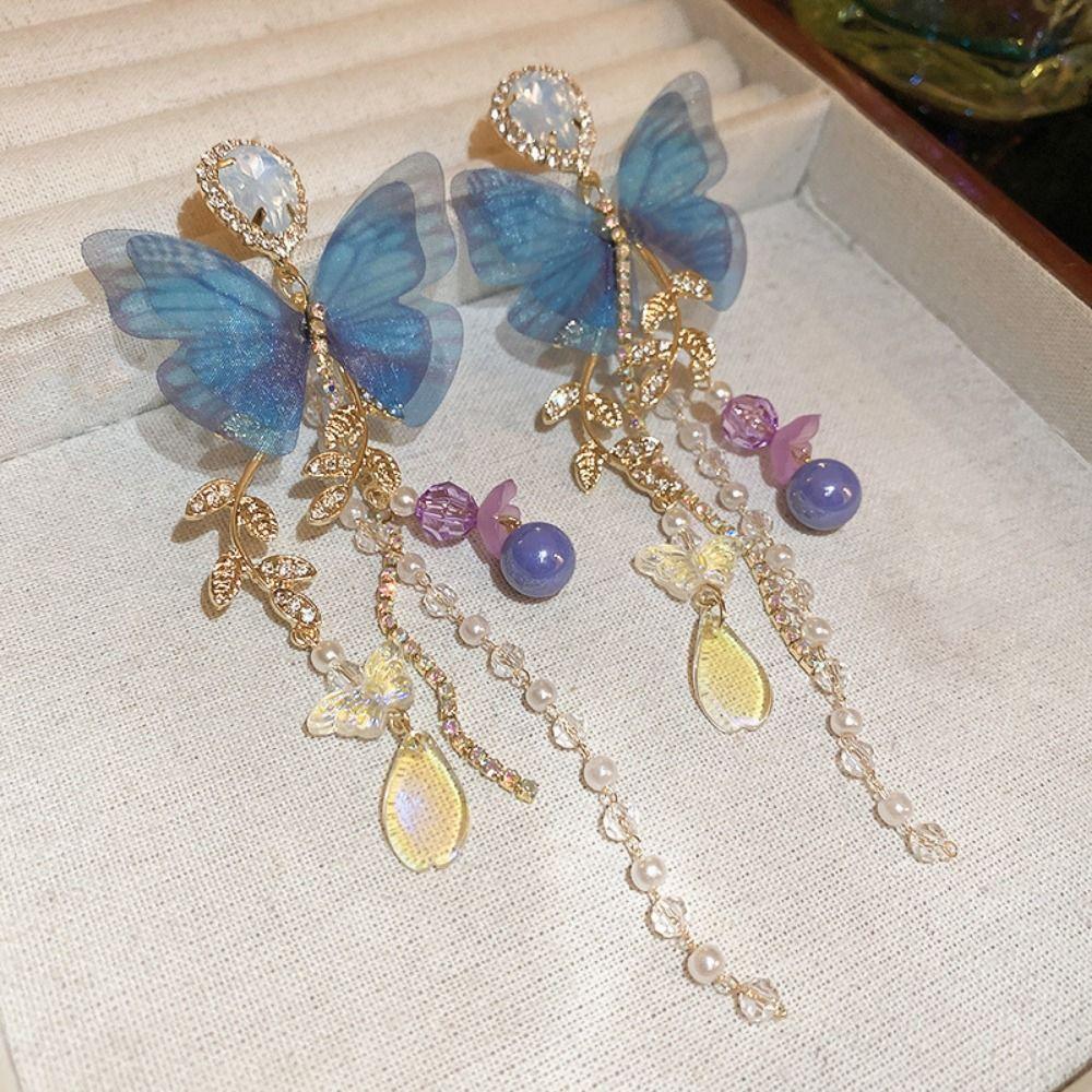 Korean Style Butterfly Drop Earrings Elegant Jewelry Accessories  Women