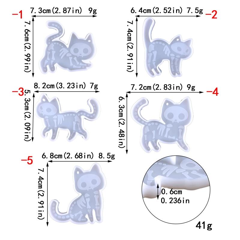 Shiny Glossy Five Syles Kitten Ornaments Silicone Epoxy Resin Mold DIY Keychain Pendant Jewelry for Valentine Gift