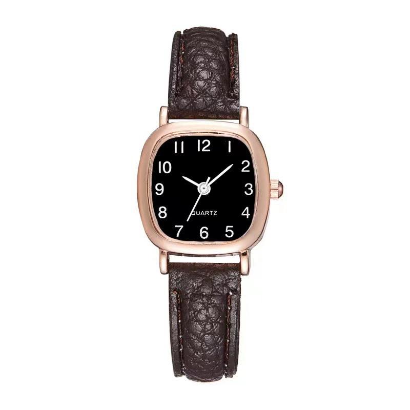 Vierkante Dames Eenvoudige Kleine Wijzerplaat Studentenhorloges Vintage Band Quartz Polshorloge