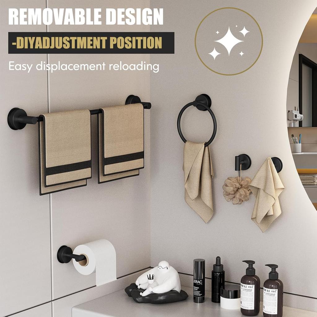 Matte black 304 stainless steel suction toilet paper holder for Bathroom Kitchen
