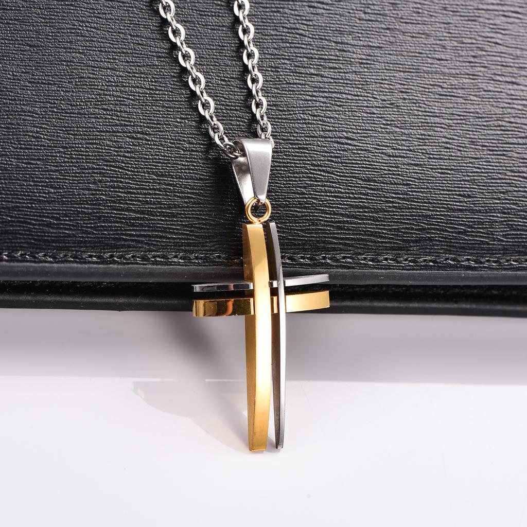 Stainless Steel Hollow Cross Necklace Pendant for Women Men Christian Charms Chain Metal Faith Prayer Jewelry Making Accessories
