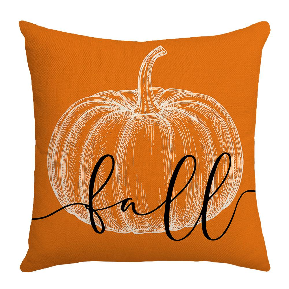 New Warm Color Pillow Case Orange Maple Leaf Pumpkin Element Car Cushion Linen Lumbar Cushion Pillow