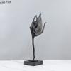 Ballet Angel Black Figures Sculpture Marble Base Desk Decoration Abstract Dancer Character Metal Statue Room Aesthetic Decor