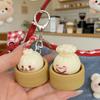 Pendant Clicker Keychain Cartoon Keyboard Fidget Toy Simulation Steamed Bun Keychain Bag Keyring