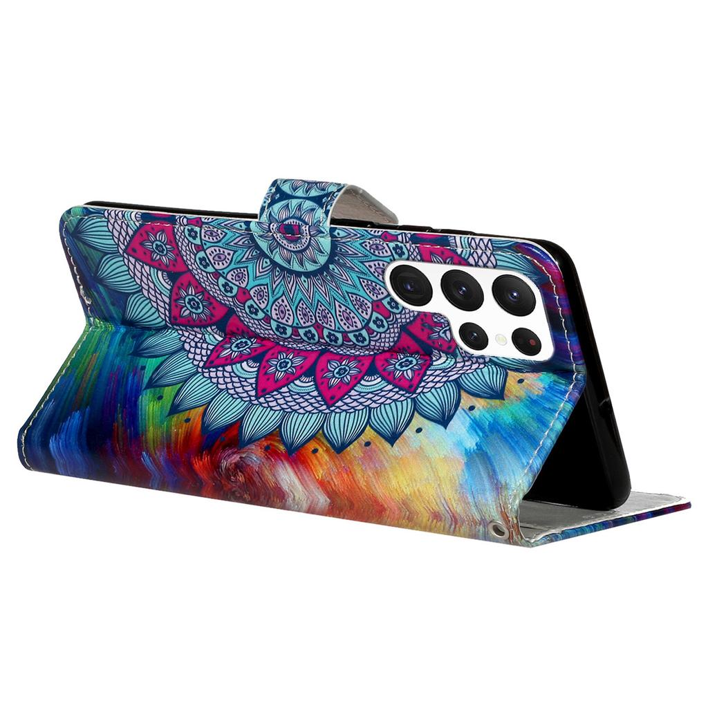 For Samsung Galaxy S24 Ultra Cover Flip Stand Stylish Pattern Leather Wallet Phone Case
