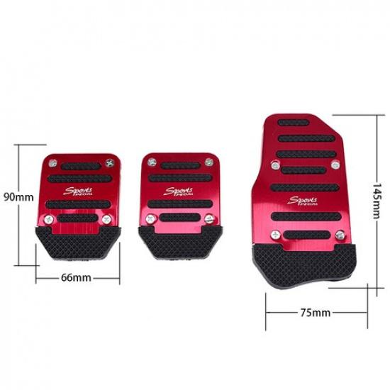 Red Non-Slip Manual Gas Brake Foot Pedal Pad Cover Car Accessories Parts 3Pcs US