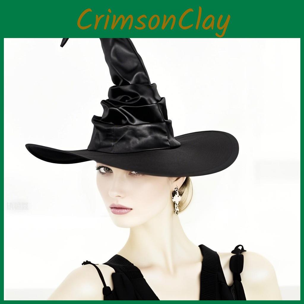Costume Halloween Curved Hook Witch Hat With Curled Brim For Party Dress Up