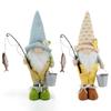 Handmade Fishing Gnomes Decorations Elf Scandinavian Tomte Gnomes Figurines Doll for Home Kitchen Coffee Station Table