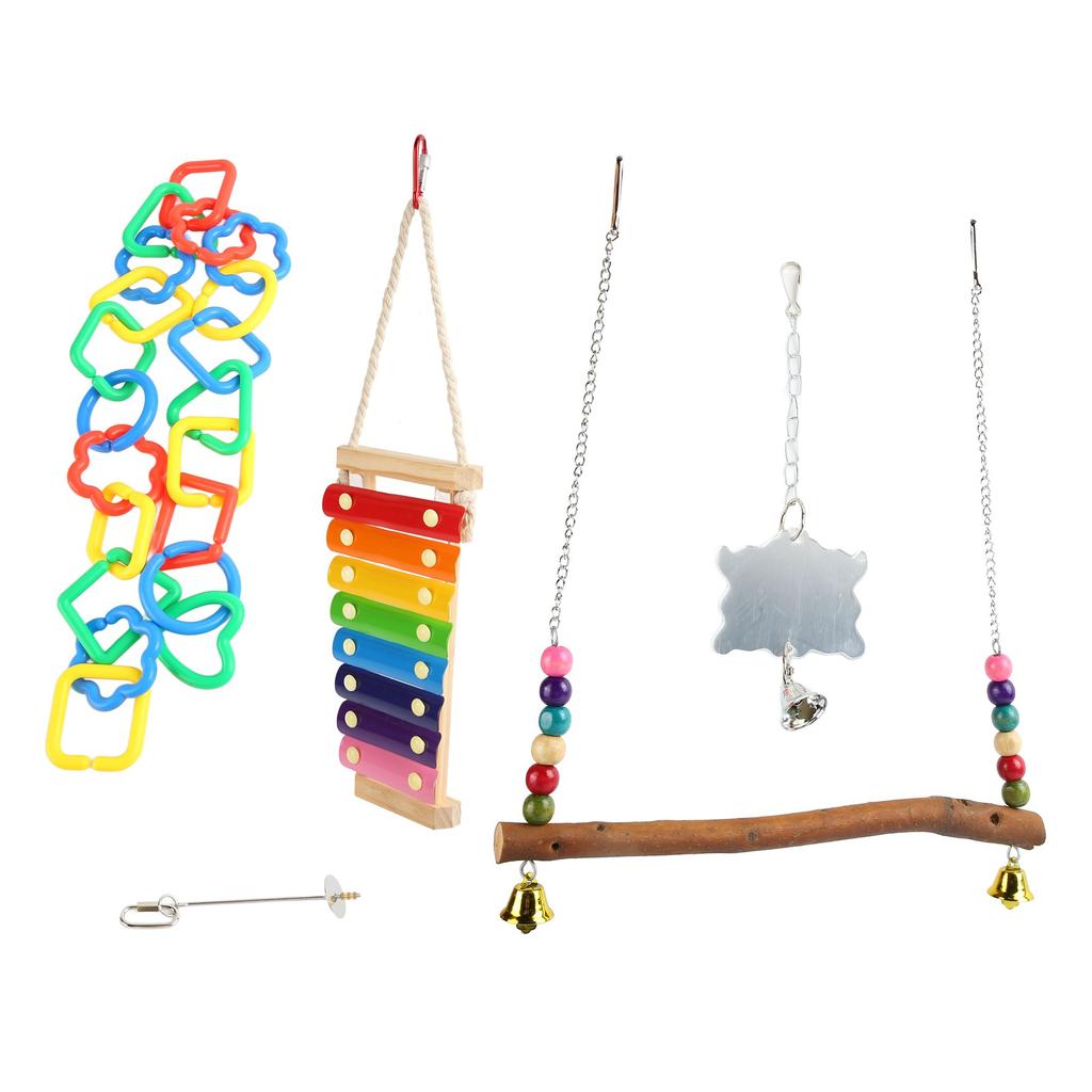 5Pcs Chicken Toys Set Colorful Chicken Veggies Skewer Fruit Holder Swing Toy for Parrot Pet Chicken