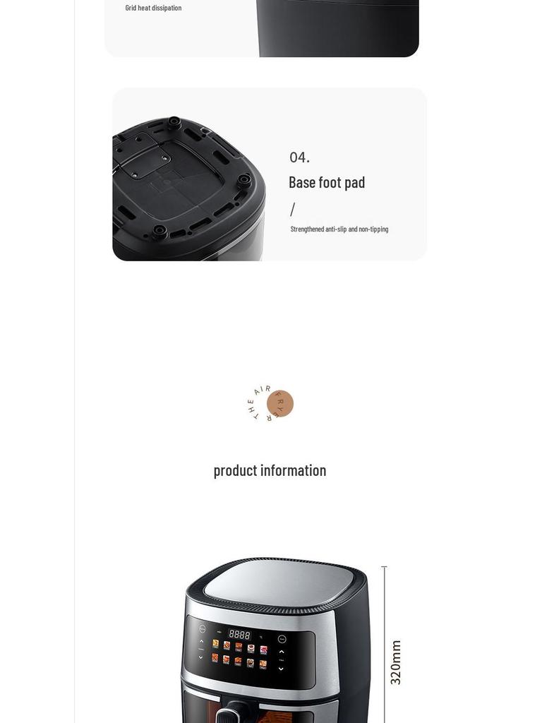 8L Large Capacity Home Air Fryer with EU Standard Touchscreen Display
