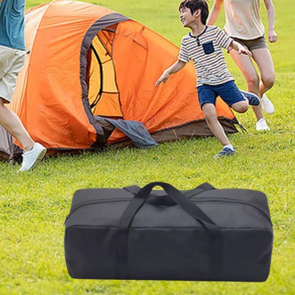 Black Camping Storage Bag with Zipper, Water-resistant, Sports Organizer for Hiking, And