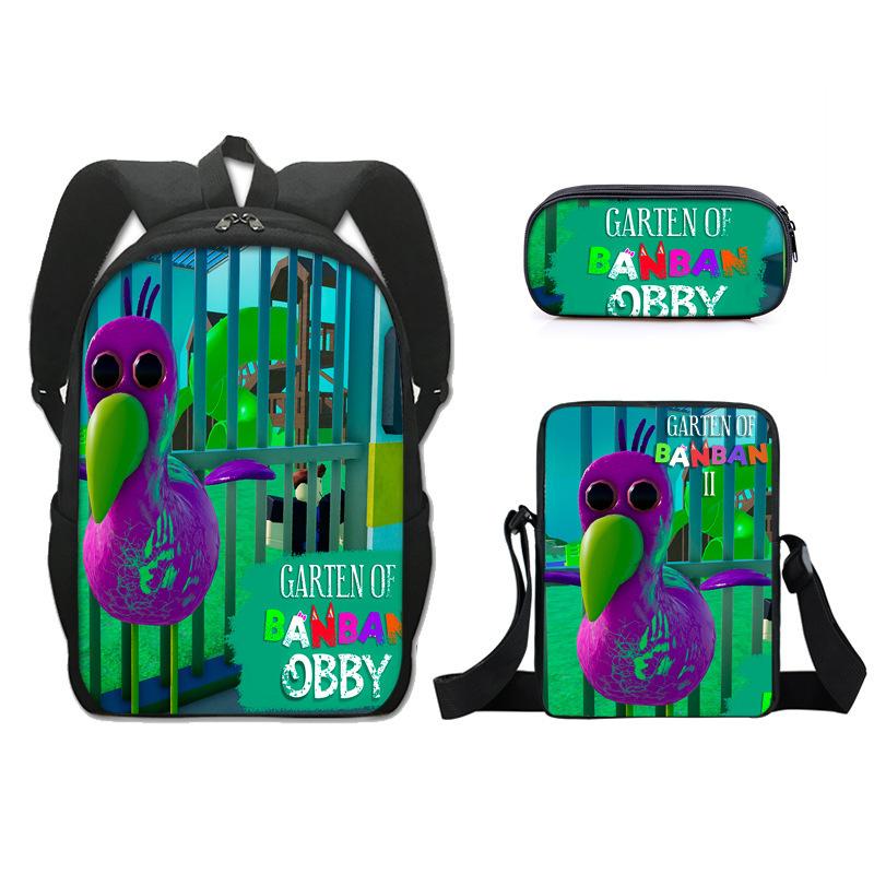 Garten of Bamban Klasse Garten Grund- und Sekundarschüler Rucksack Umhängetasche Federtasche Umhängetasche Dreiteiliges Set