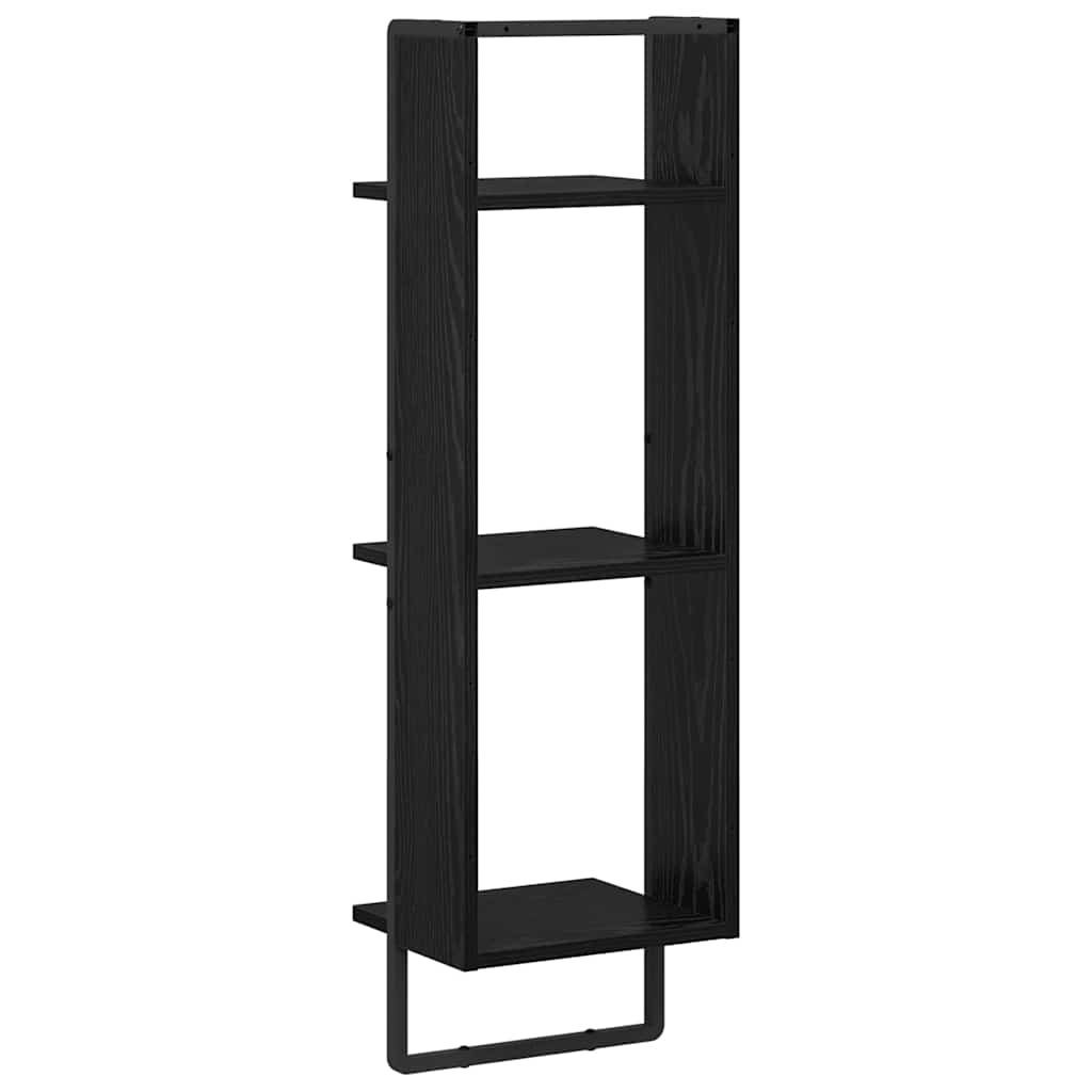Wall Shelf Black Oak Look 30 x 25 x 100 cm Wood Based Material
