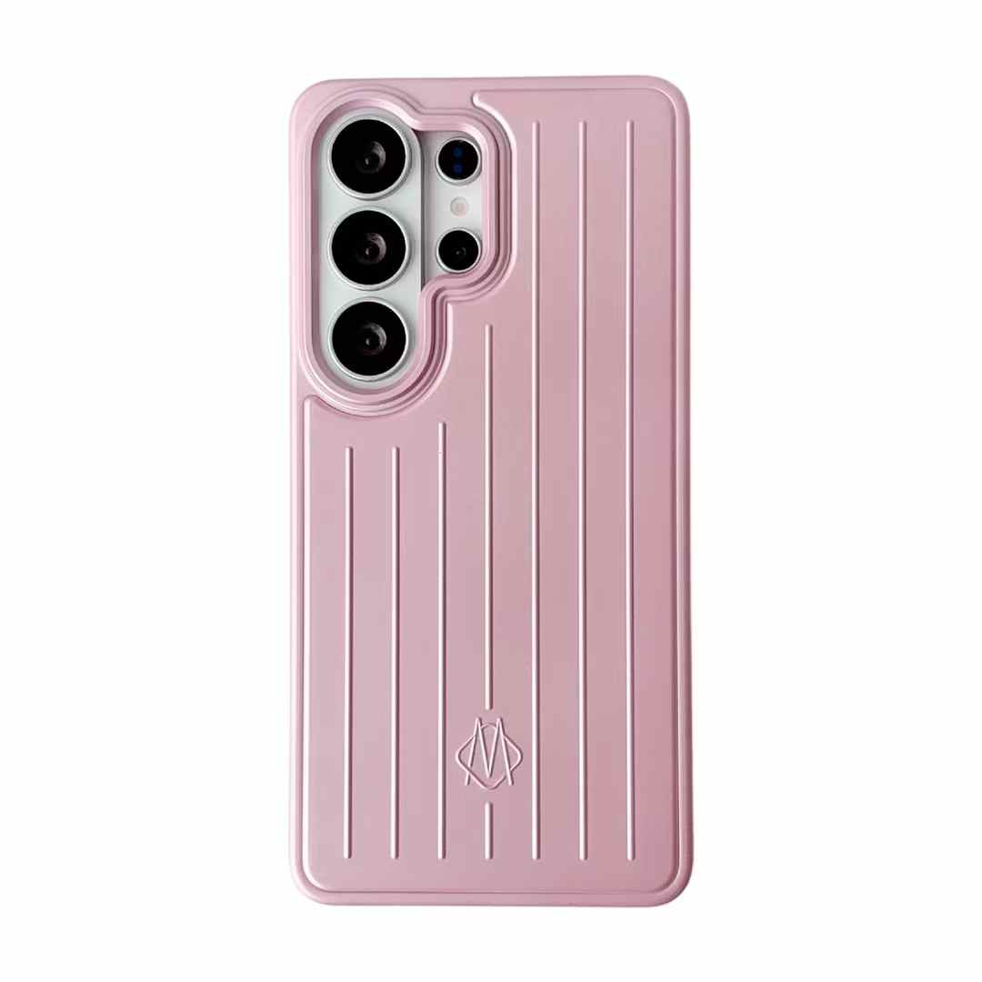

Luxury Matte Corrugated Luggage Stripes Phone Case for Samsung Galaxy S26 Ultra S25 S24 Ultra Shockproof Soft Bumper Hard Cover Galaxy S24 Ultra рожевий