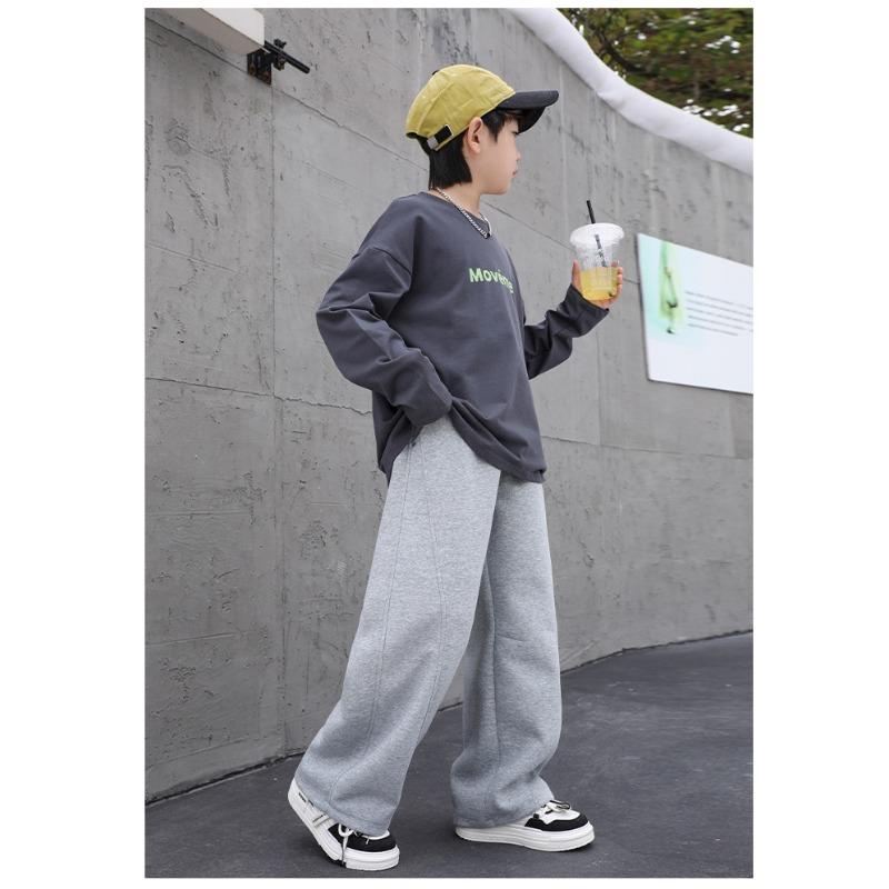 Boys Spring Autumn Solid Color Casual Sports Long Pants For Big Kids