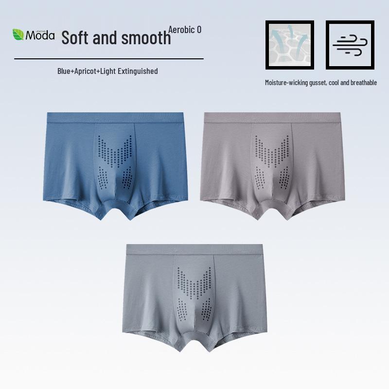 Men's Oyster Antibacterial Breathable Knitted Mid-Waist Massage Underwear.