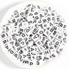 100pcs 6mm White Black Acrylic Square Letter Beads Alphabet Loose Spacer Bead For Jewelry Making DIY Bracelets Necklace Supplies