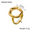CARLIDANA Fenny 18K Gold Plated Irrgular Non Tarnish Waterproof Double-layer Beads Cross Stainless Steel Open Ring For Women