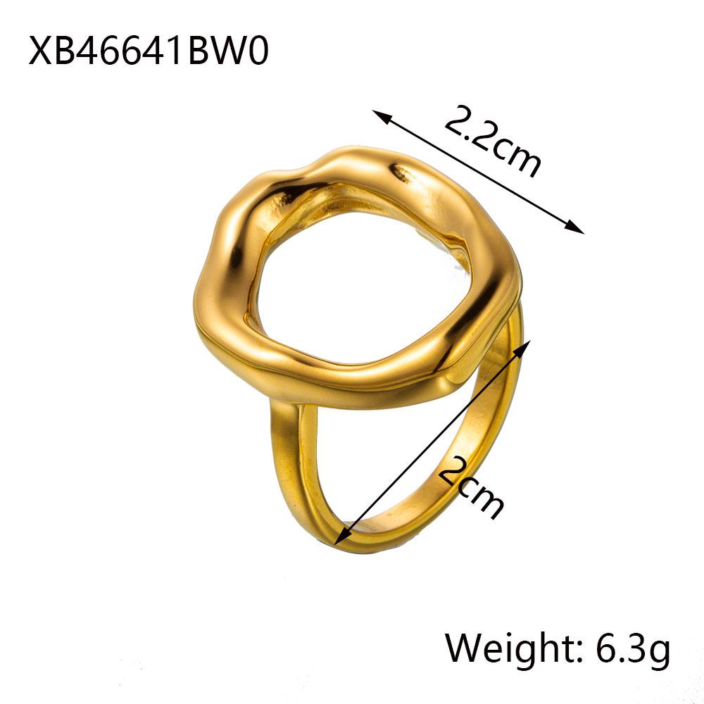 CARLIDANA Fenny 18K Gold Plated Irrgular Non Tarnish Waterproof Double-layer Beads Cross Stainless Steel Open Ring For Women