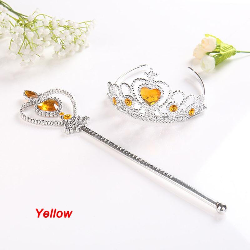 

2Pcs Sweet Princess Tiara Crown Headband for Girls, Rapunzel Elsa Cosplay Hair Jewelry with Magic Tights Party Gift Accessories жовтий