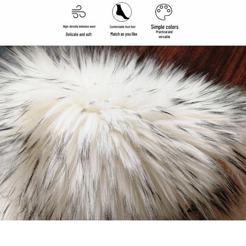 Imitation Wool Plush Round Carpet for Living Room, Bedroom, Yoga