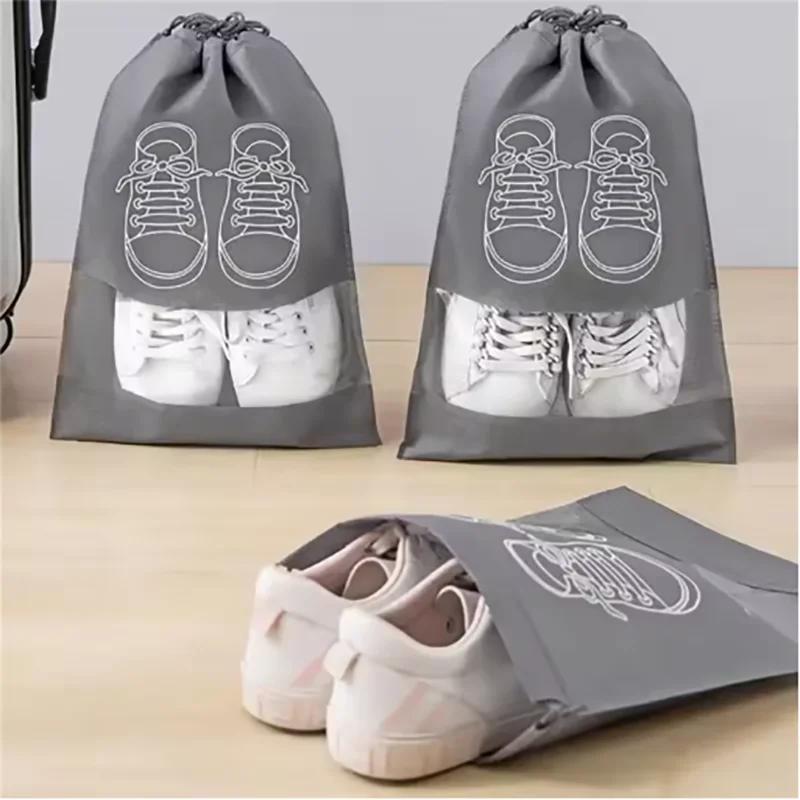 2/5/10 Shoes Storage Bag Closet Organizer Non Woven Travel Portable Bag Waterproof Pocket Clothing Classified Draw Hanging Bag