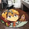 1 Stück Anime Cartoon Design Runder Teppich Bürostuhlmatte, Rutschfester Teppich für Heimdekoration, Wohnzimmer