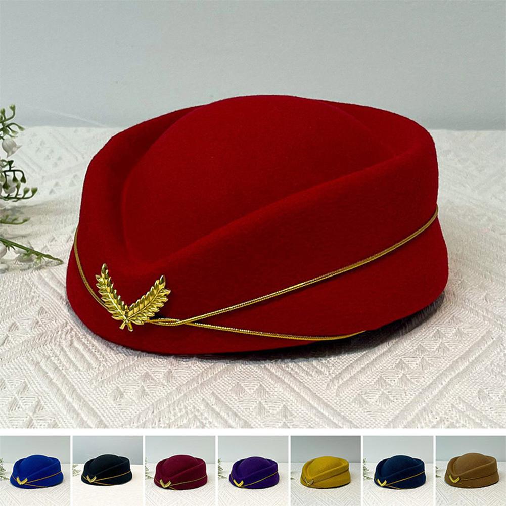 Stewardess Hat Beret Hat Women Air Hostesses Hat Party Cosplay Formal Uniform Caps Accessory Party Hats Costume