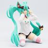 Anime Figure Girl Hatsune Miku Sitting Sexy Short Sleeved Pajamas Cat Ear Figurines Desktop Decoration Doll Collection Model Toy