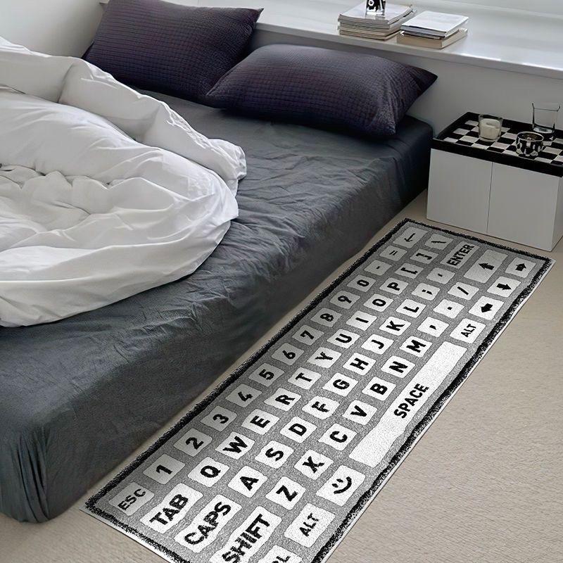 

Black White Keyboard Creative Bedroom Bedside Foot Mat Simple Style Office Tables Fluffy Plush Rug Decoration Living Room Carpet 60*160cm