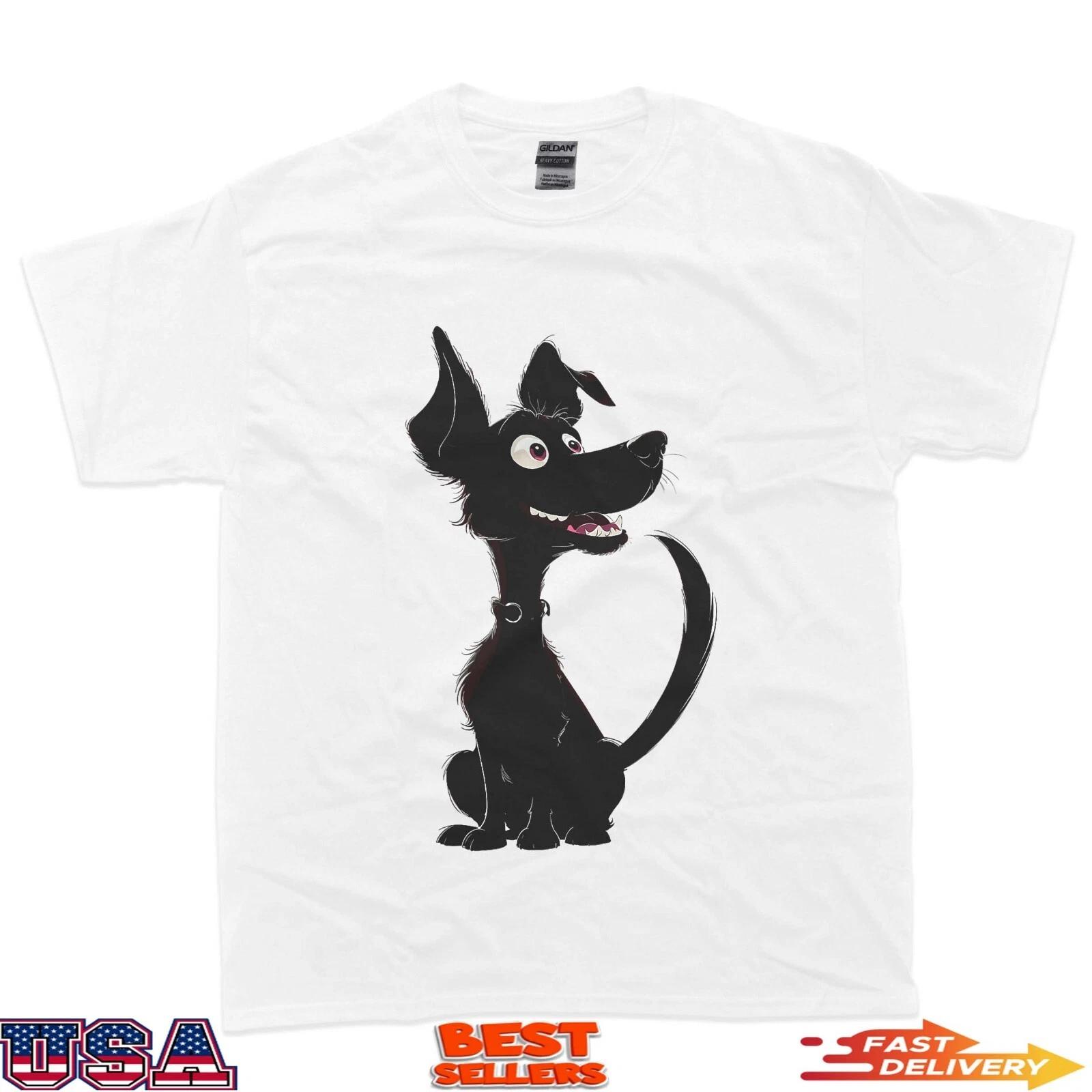 

Happy Black Cartoon Dog – Big-Eyed Pet Character T-Shirt S