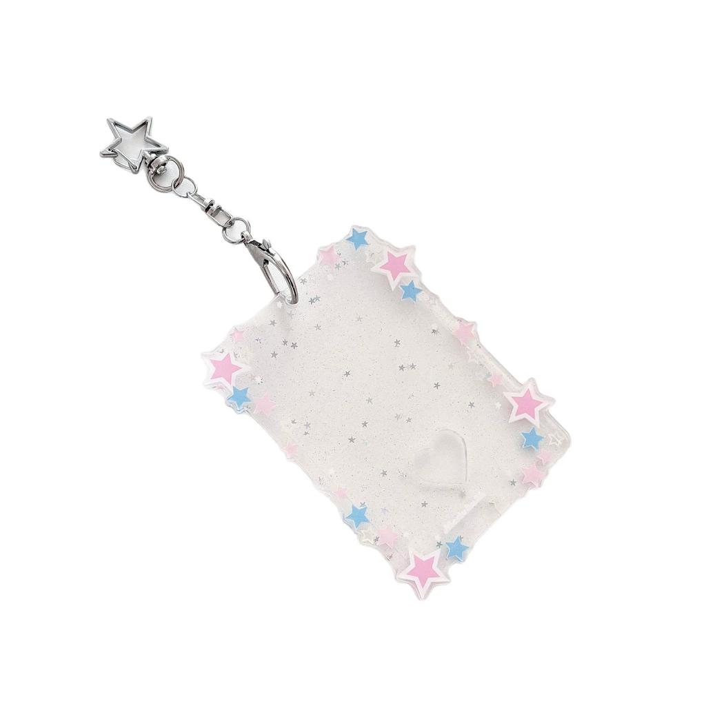 MINKYS Transparent Clear Acrylic Star 3 Inch Kpop Photocard Holder Photo Card Holder Bag Pendant School Stationery