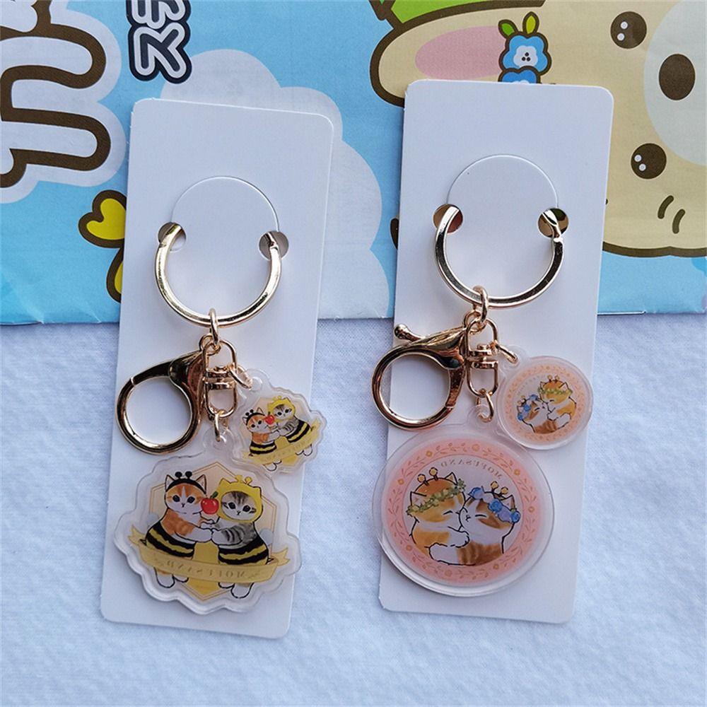 Double-Sided Dog Keyring Transparent Cat Charm Keychain Creative Cat Keychain  Bag Pendant