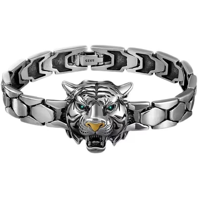 Papas High-End Original Design Tigerkopf Armband für Männer, Personalisiert und Dominant, Gewebtes Retro-Armband, Für den Freund